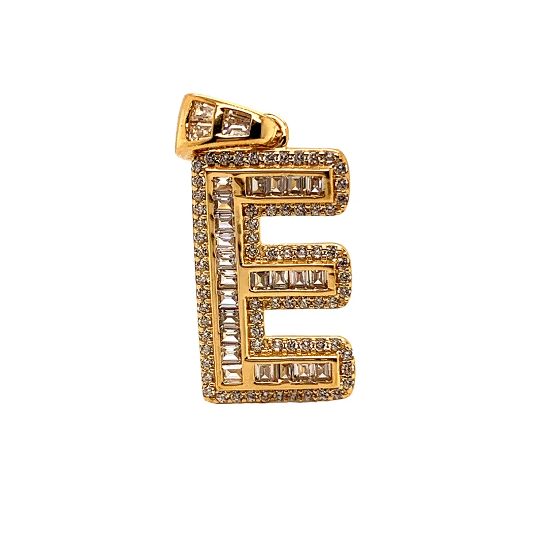 10K 14K 18K Baguatte CZ Gold Creative Gift/Letter Jewelry/Initial Charm/ Alphabet Charm