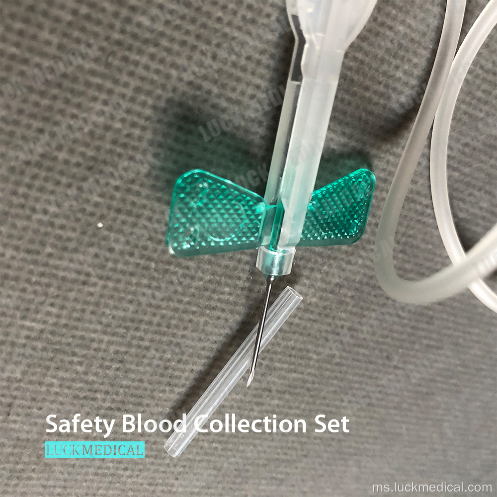 Jarum keselamatan set dengan pemegang darah untuk pengumpulan darah