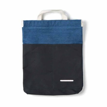 two color draw string shoulder denim dungaree blue jean bag with handle for party