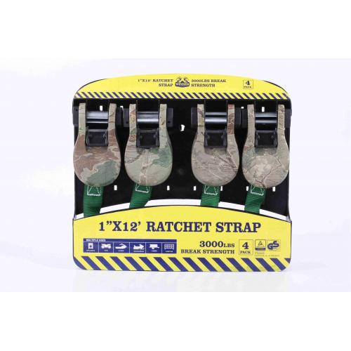 1''X12' 3000lbs Ratched Lashing Belt Kit 4 sets