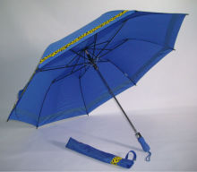 Elegant appearance Blue color 2 folding golf umbrella big folding umbrella