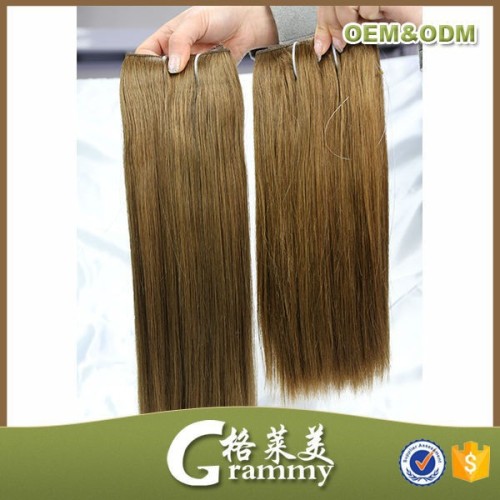 Wholesale top quality straight 100% remy human hair bundle double drawn brazilian brown hair weave