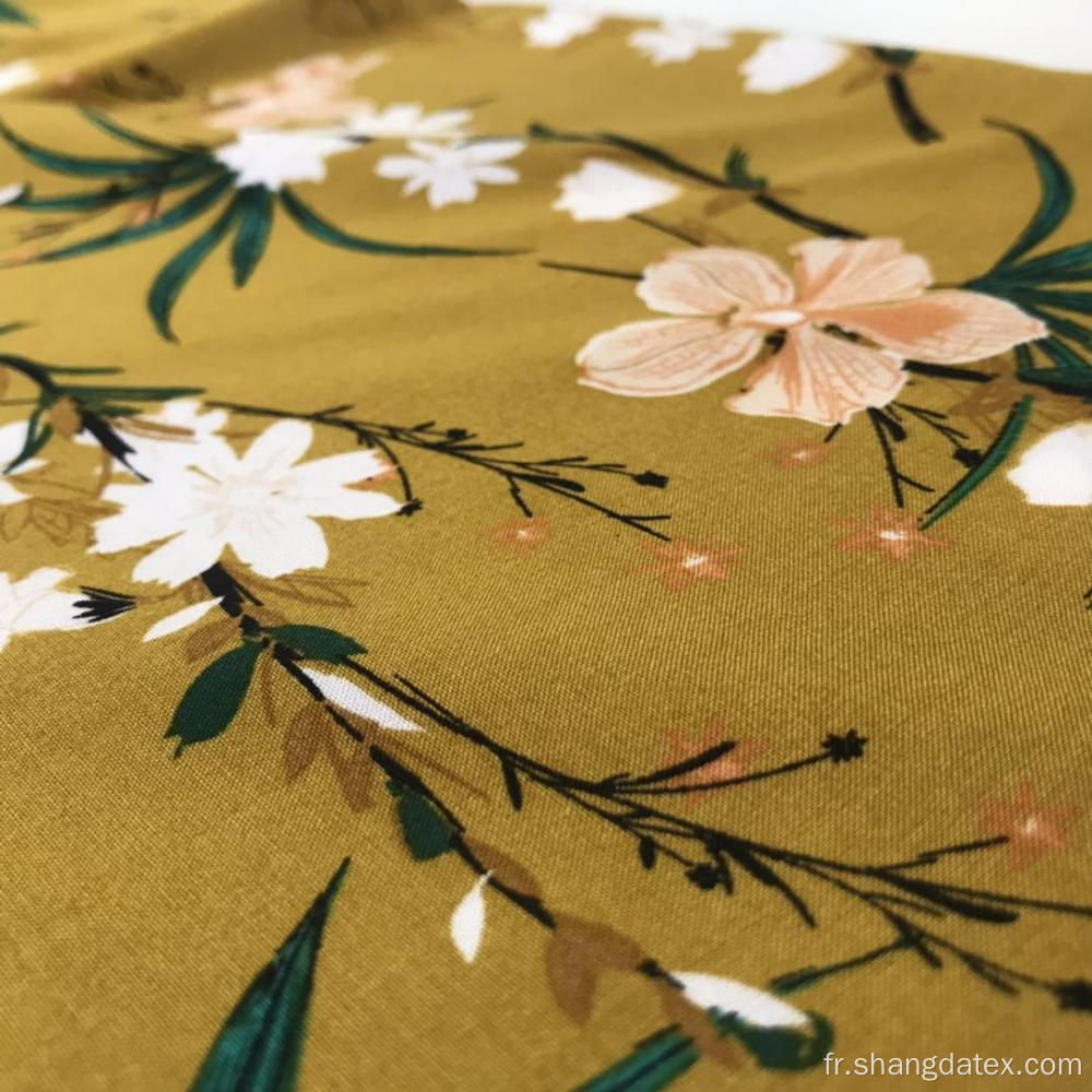 Rayon 45S Screen Print Flower Design Robe Femme