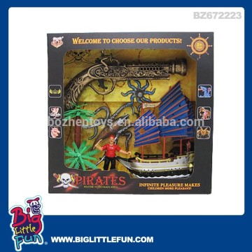 Battery operated toy pirate ship toy and pirate gun toys