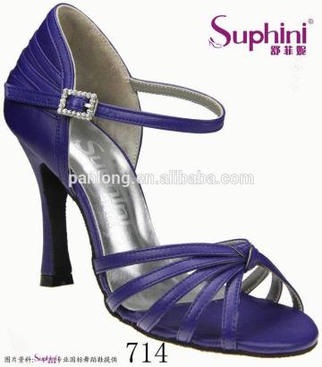 Blue Latin Shoes for Woman , Leather Dance Shoes