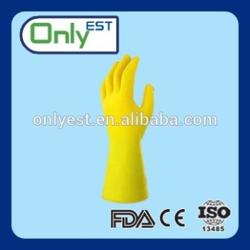 Recycled 12inch length dip flocklined safety household latex gloves