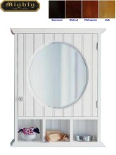 Pinstriped Round Mirrored Bathroom Medicine Cabinets