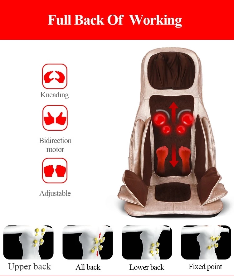 Multifunction heating shock kneading airbag car home massage cushion