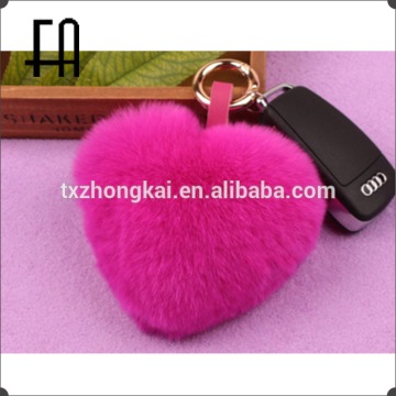 Factory direct wholesale heart shape fox fur keyring fox fur keychain