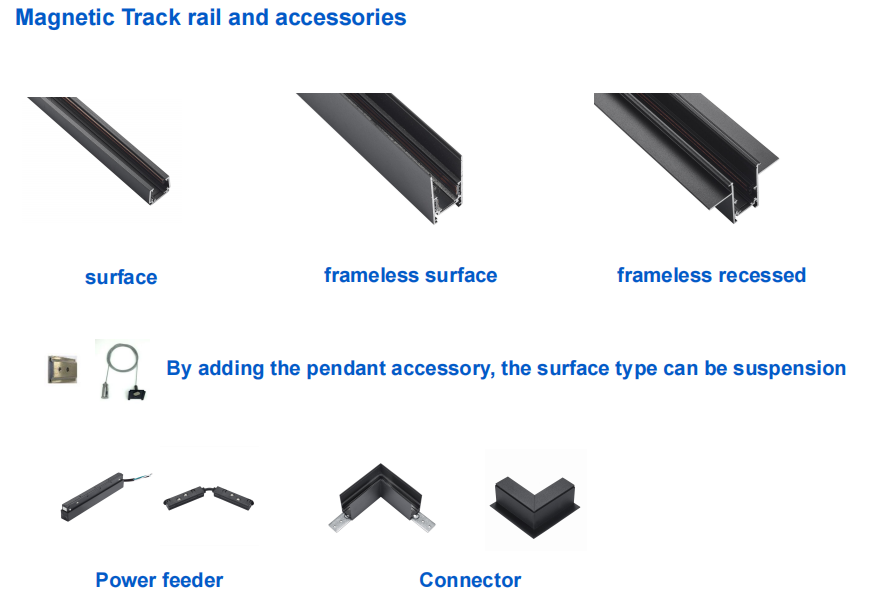 Folding Grille Etl Track Light 48v Dimmable Track Lighting Panel Recessed Pendant Surface Mounted 1m 1.5m 2m Track Rail