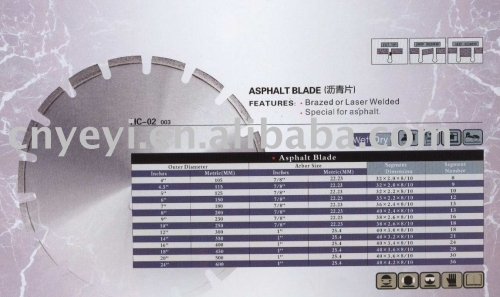 Brazed or Laser welded diamond saw blade for Asphalt