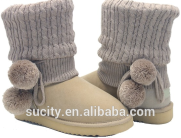 high quality snow boots warm winter boots fashion knit vamp boots