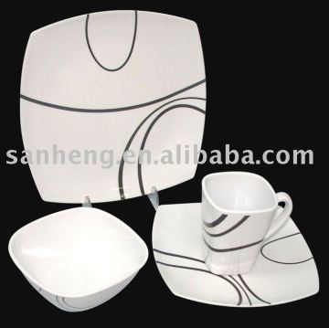16pcs square melamine dinnerware