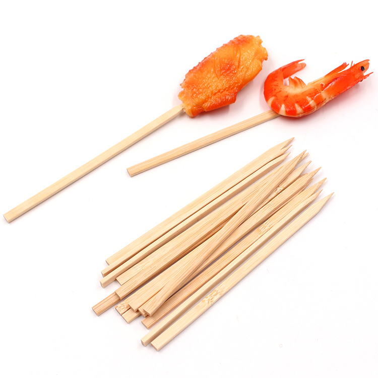 Royal 7" Natural Color Satay And Vegetables Bamboo Sticks Flat Wooden Skewers For Grilling