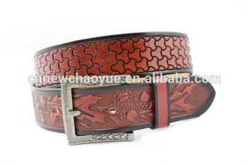 Classic embossed hand tooled western leather belts