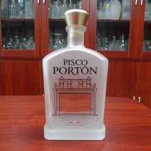 Custom Square Pisco Liquor Bottles with Frosted Finish - 750ml
