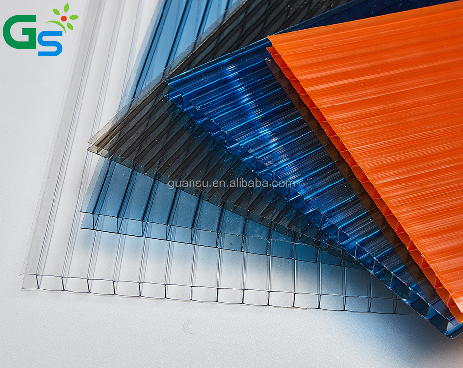 8Mm Garden Greenhouse Clear Blue Colored Roofing Sheets Multiwall Polycarbonate Hollow Sheet