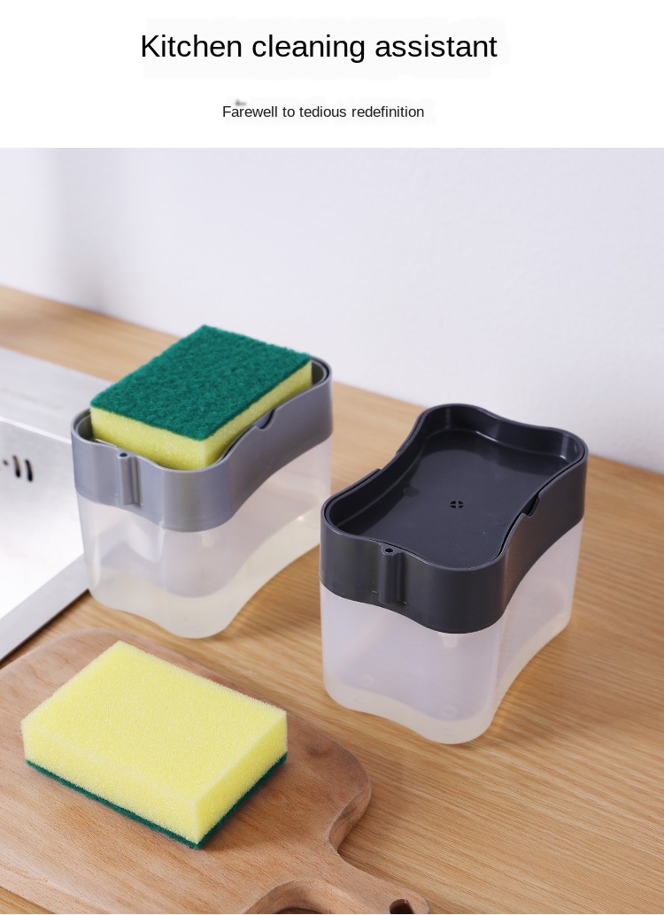 Creative Bathroom Kitchen Soap Dispenser Box Wash Sponge Holder Pump Sponge 2 in 1 Manual Press Liquid Soap Dispenser