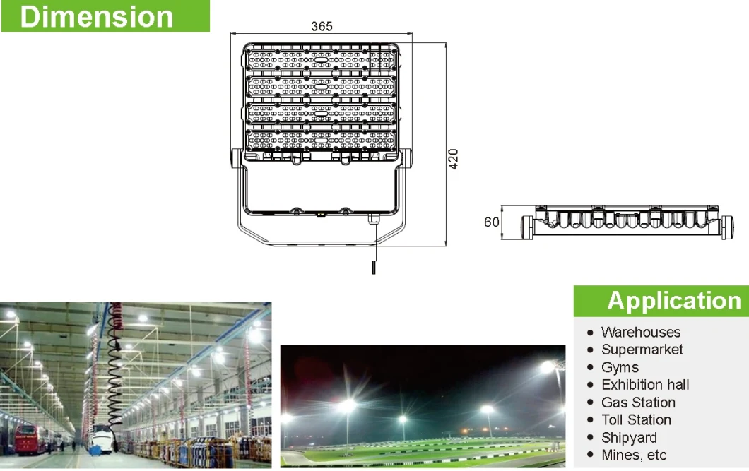 Outdoor Parking Lot Tennis Court Golf Course 200W 300W 400W LED Flood Light