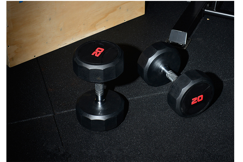 Gym fitness PU Coated Dumbbell Custom commercial use Urethane dumbbell set  sides weight lifting dumbbell