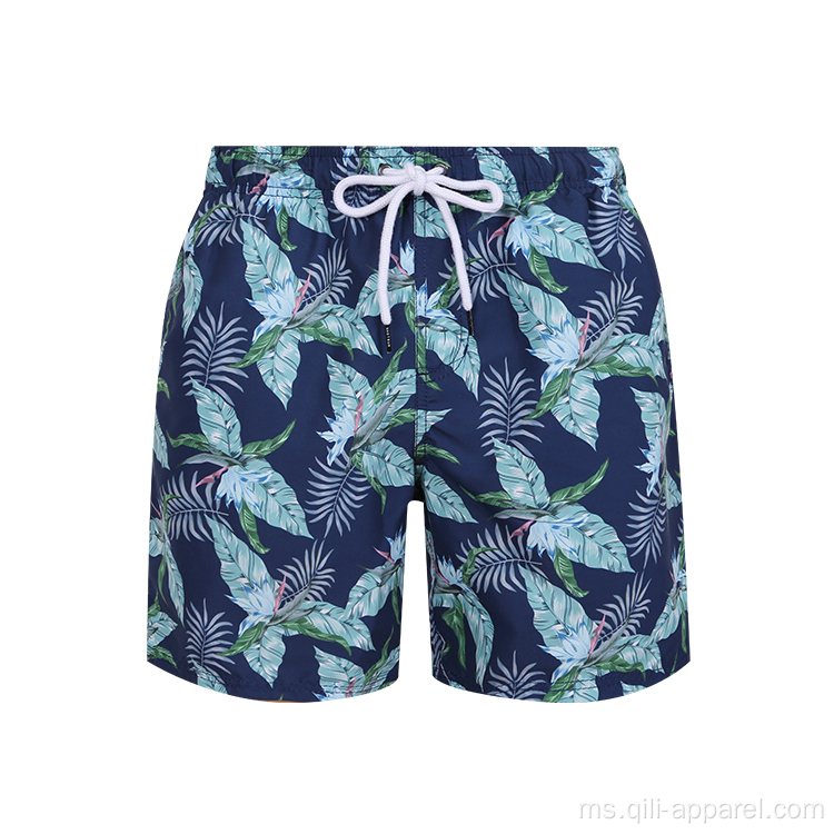 Seluar Pantai Biru Custom Sublimation Swim Trunks Male