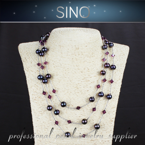 freshwater pearl necklace PN158 bead necklace 925 silver necklace custom necklace