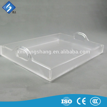 2015 hot sale acrylic serving tray with handles