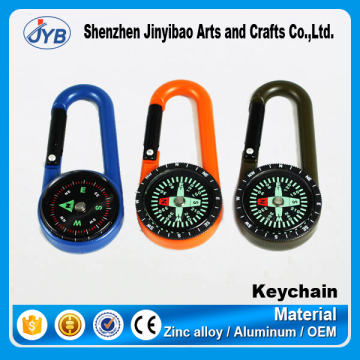 Best promotion custom logo compass carabiner keychains