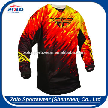 Customized Fully Dye Sublimated Adult Men's Long Sleeves Red Fire Mountain Bike Jerseys