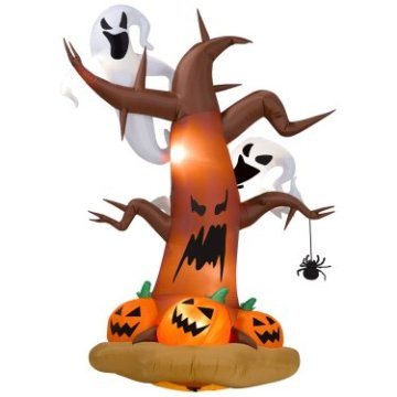 Airblown Tree with Ghost and Pumpkins (XZ-HA-007)