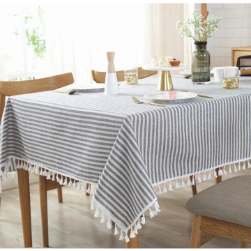 Stripe Polyester Rectangle Tablecloth: Stain-Resistant & Kitchen-Washable Fabric Tablecloth