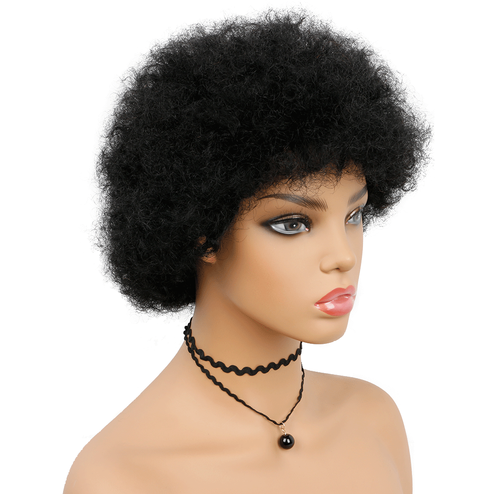 Top quality Brazilian glueless kinky afro short curly  Afro wig human hair wigs