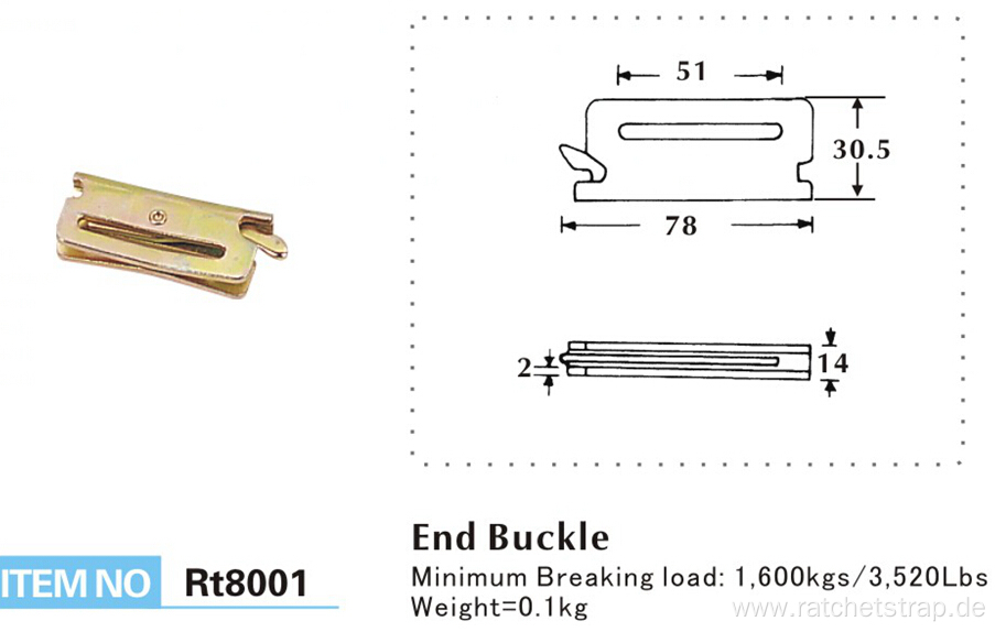 E Track Strap Tie Down with 2T