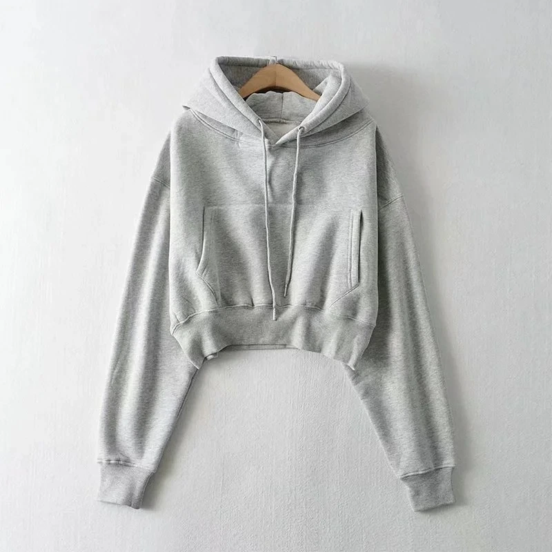 Fashion Women's Solid Color Short Plus Fleece Sweater