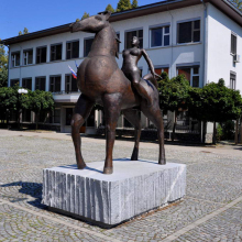 chinese famous sculpture metal craft woman with horse statue