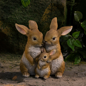 Polyresin Life-Size Rabbit Family Figurines for Garden Decoration