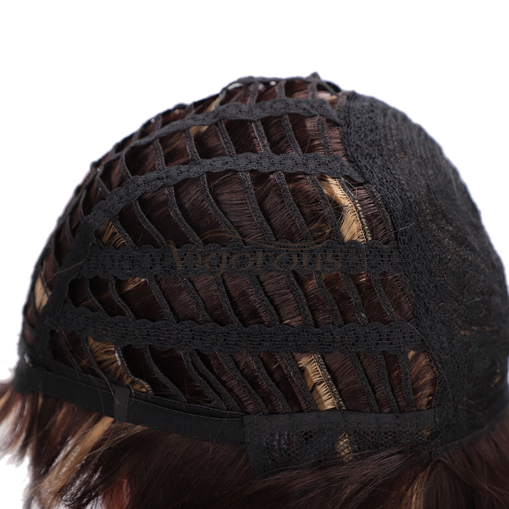 Vigorous Hair Short Straight Hair Bob Wig with Flat Bangs Heat Resistant Synthetic Daily Party Cosplay Wigs for Women
