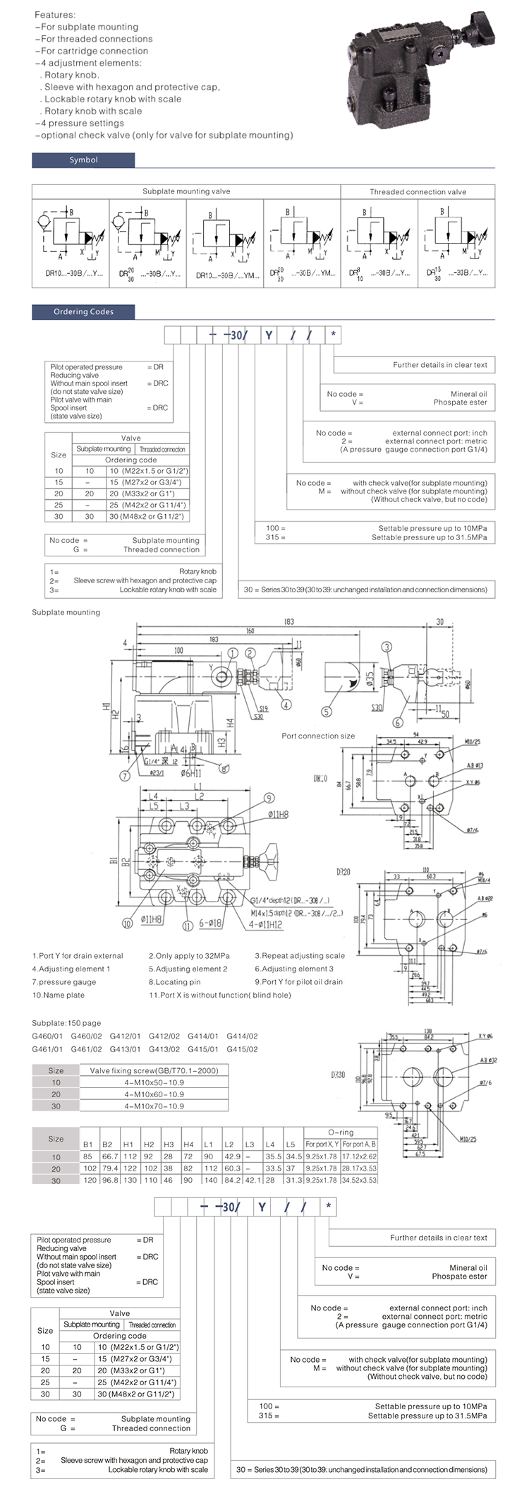 Rexroth DR series Pilot Operated Pressure Reducing Valve 