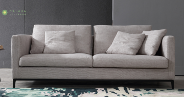 Light Three-seat Sofa With Fabric Cushion