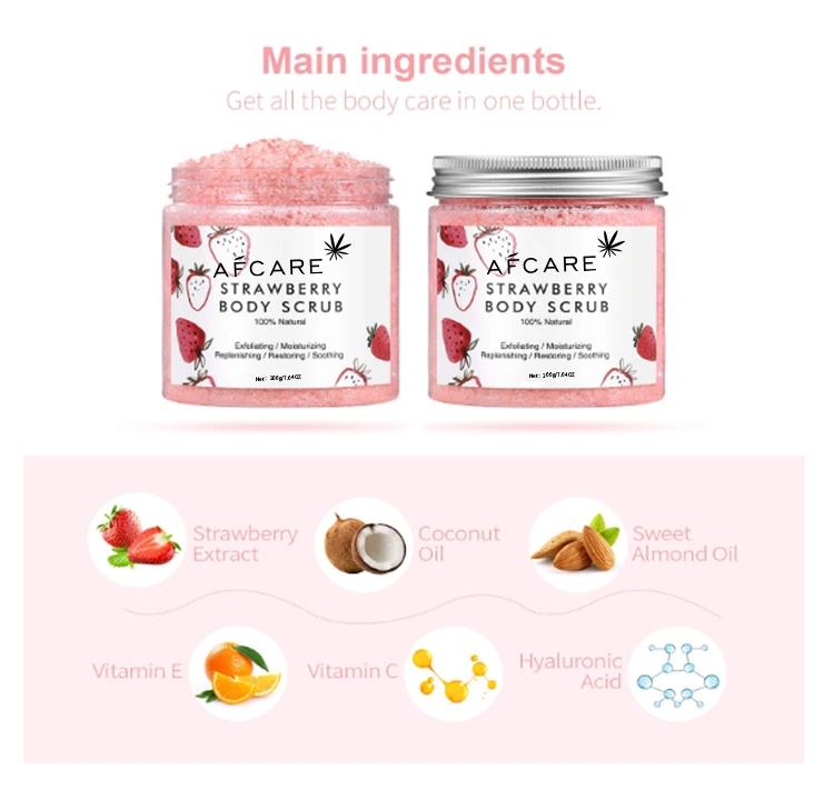 Wholesale Private Label Organic Dead Sea Salt Body Scrub Exfoliating Moisturizing Strawberry Body Scrub