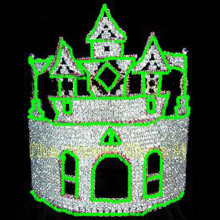 10inch Green Rhinestone Pageant Castle Crowns
