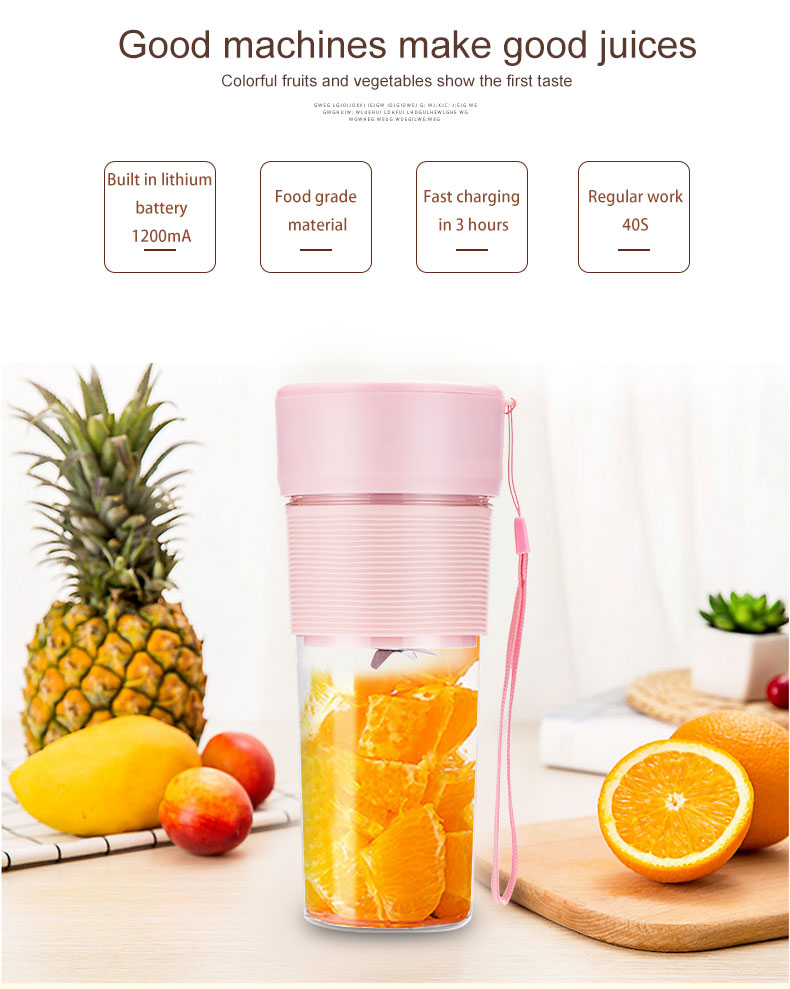 Mélangeur de presse-agrumes puissant en acier inoxydable 304 270 ml portable shake usb rechargeable sport randonnée mélangeur de jus