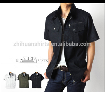 2014 Latest Design Short Sleeve Mens Jeans Shirts