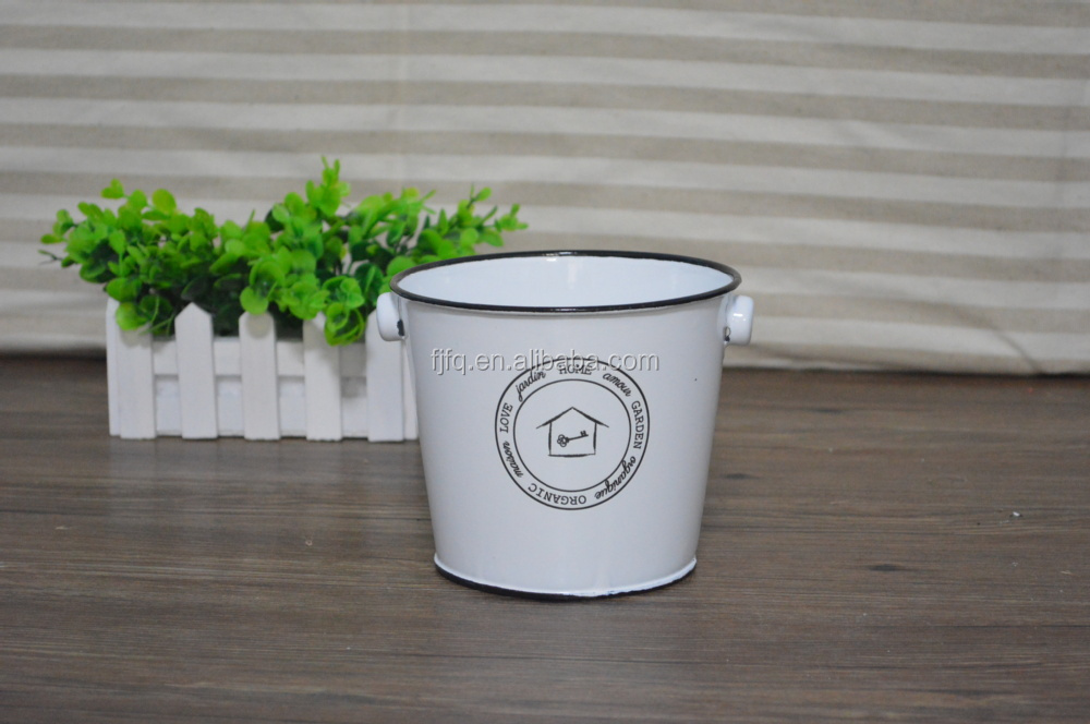 Vintage Enamel Metal Bucket Wash Bucket Pail For Garden