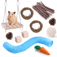 Hamster Toy Set: Wooden Accessories, Pet Supplies for Rabbits, Guinea Pigs, and More