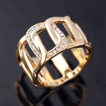 Hot Means Gold Skull Shape Two Finger Ring White Zircon Ring