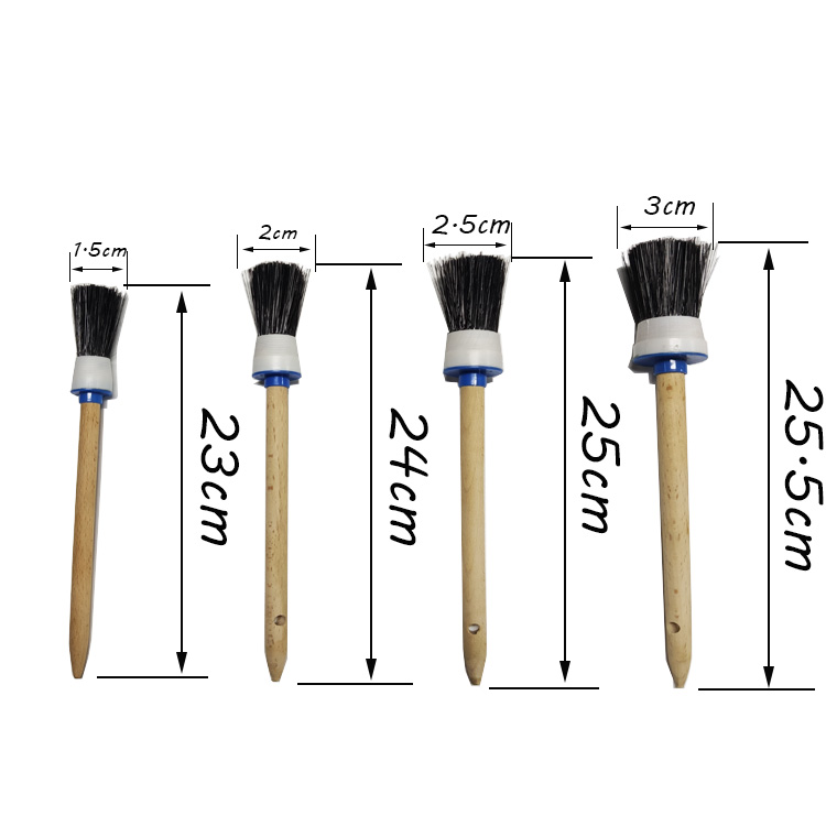 Durable using natural bristle auto detailing brush set