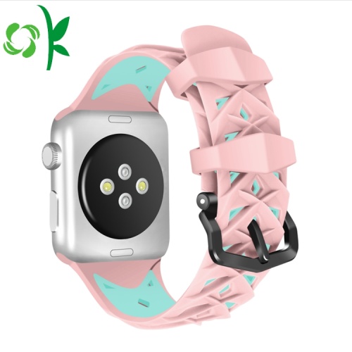 Dubbelfärg Valentine Watch Strap Silicone Iwatch Bands