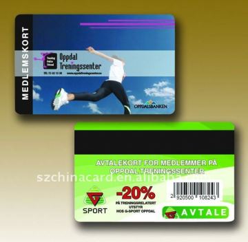 Gym membership card with magnetic strip