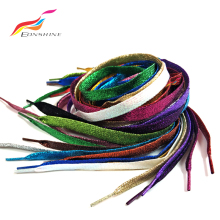 43 Inch 110cm Flat Metallic Silver Glitter Shoelaces for Sneakers